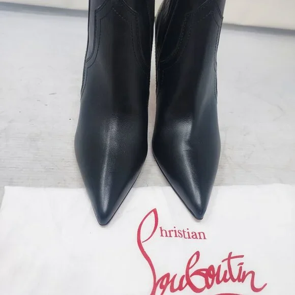 Christian Louboutin Santigag Black Leather Western Boot - Picture 8 of 11